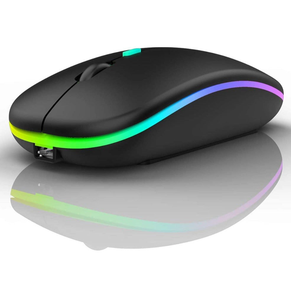 Eleboat® Portable Wireless Bluetooth Mouse,LED Rechargeable Dual Mode(Bluetooth 5.0 and 2.4G Wireless) - Black Eleboat® Portable Wireless Bluetooth Mouse,LED Rechargeable Dual Mode(Bluetooth 5.0 and 2.4G Wireless) - Black